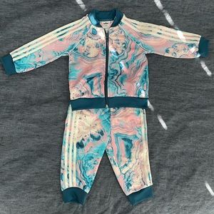 Adidas baby girl sweatsuit set jacket pant 9-12m